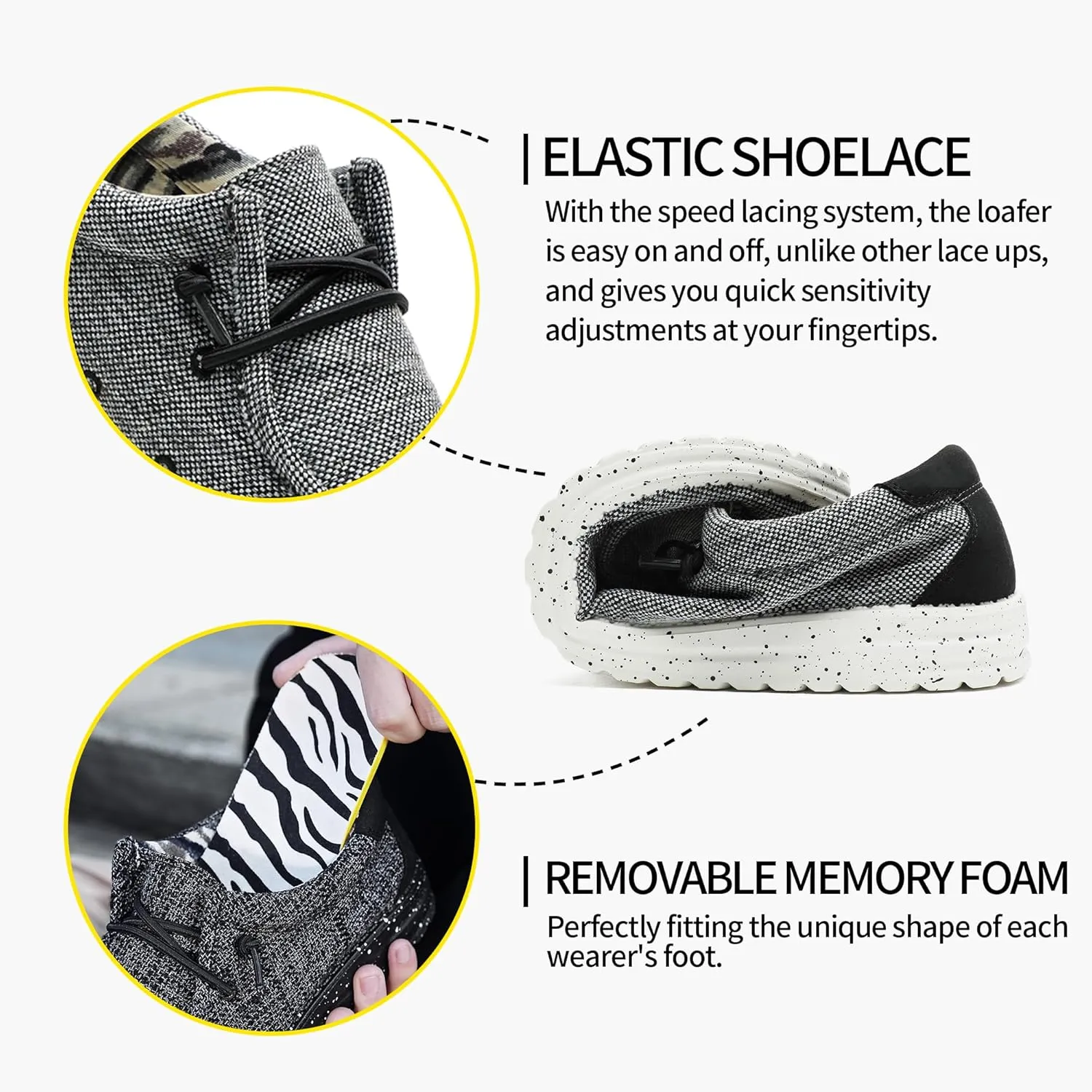 Men??s Machine Washable Slip On Lace Up Casual Loafer Breathable Travel Canvas Shoes for Men Comfortable and Stylish Summer Loafers Lightweight Walking Shoes Boat Shoe