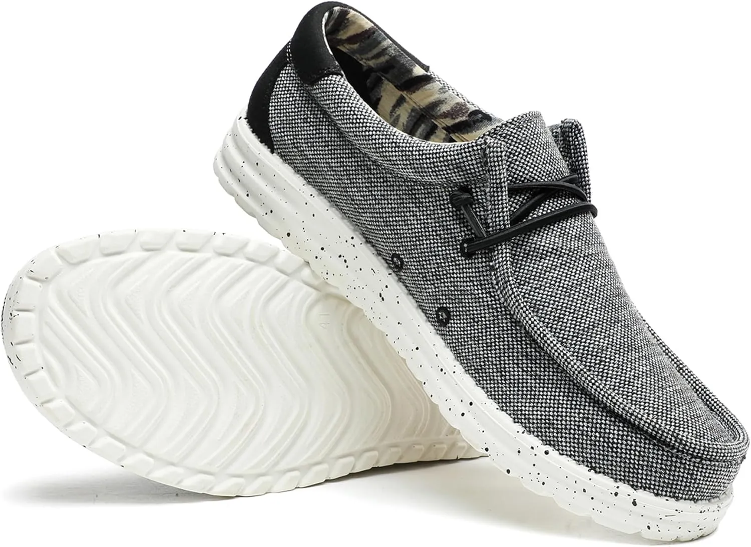 Men??s Machine Washable Slip On Lace Up Casual Loafer Breathable Travel Canvas Shoes for Men Comfortable and Stylish Summer Loafers Lightweight Walking Shoes Boat Shoe