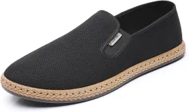 Mens Slip on Canvas Loafers Casual Shoes Sneakers Comfy Walking Slipers Shoes Pain Relief for Men Black Fashion Breathable Loafers