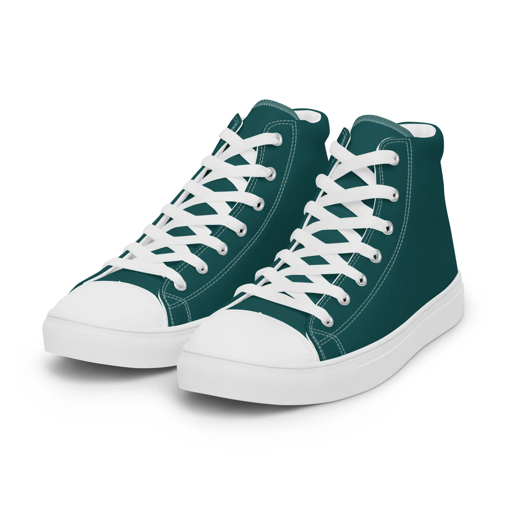 Men’s Smoke Green high top canvas shoes, Men's Dark Green High Top Sneakers