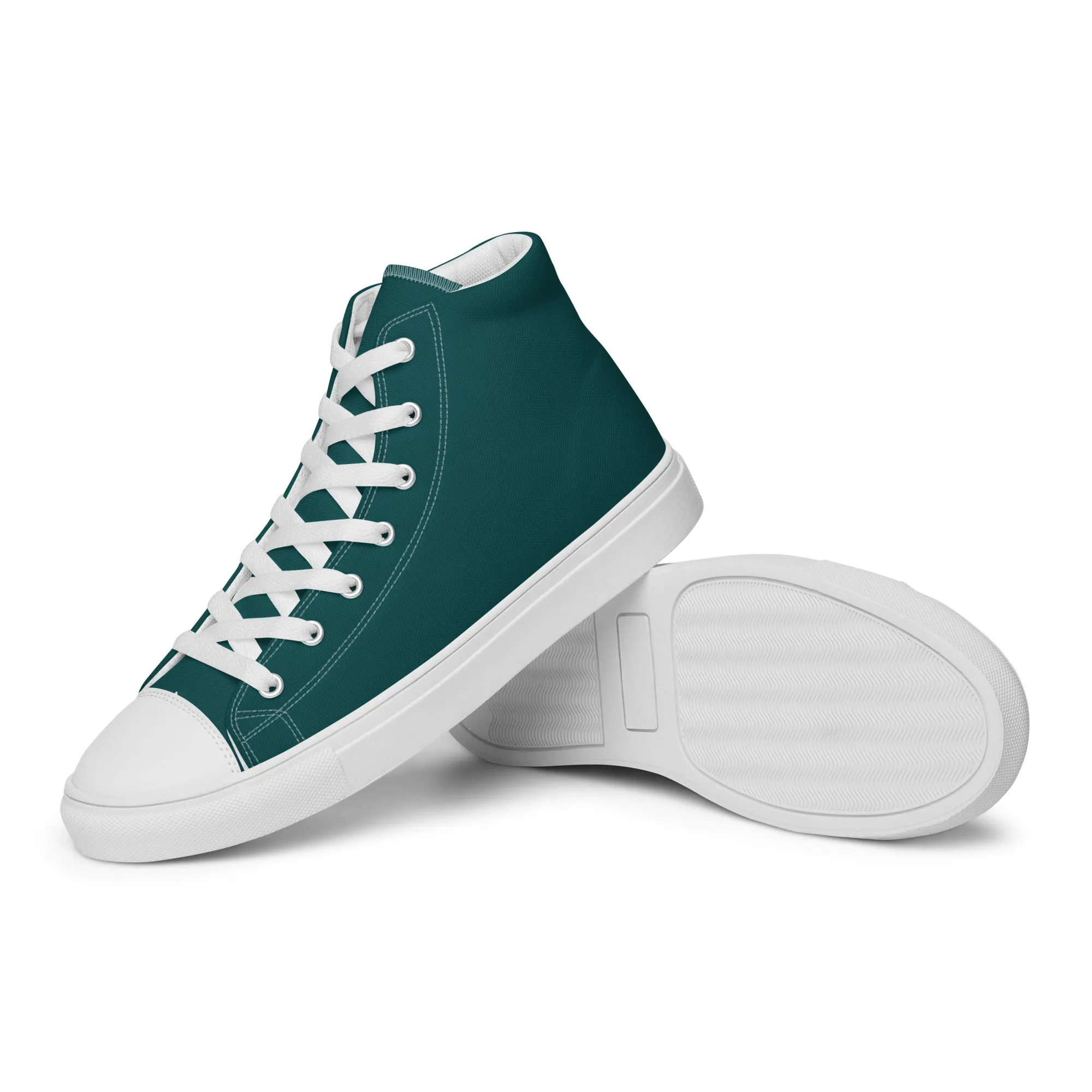 Men’s Smoke Green high top canvas shoes, Men's Dark Green High Top Sneakers