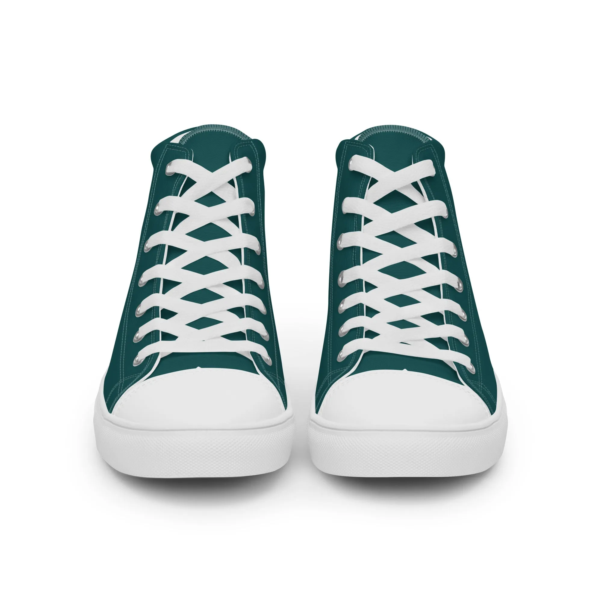 Men’s Smoke Green high top canvas shoes, Men's Dark Green High Top Sneakers