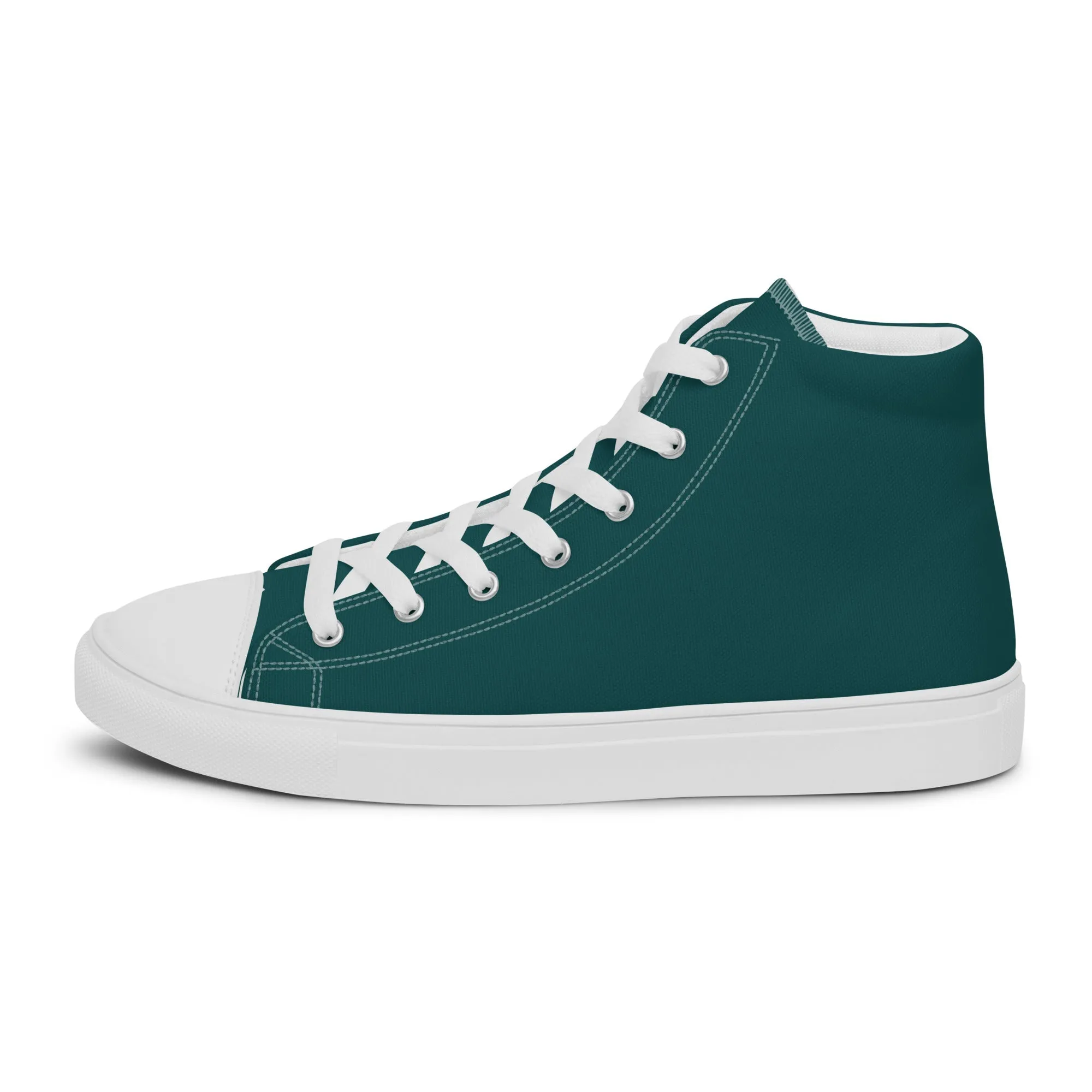 Men’s Smoke Green high top canvas shoes, Men's Dark Green High Top Sneakers