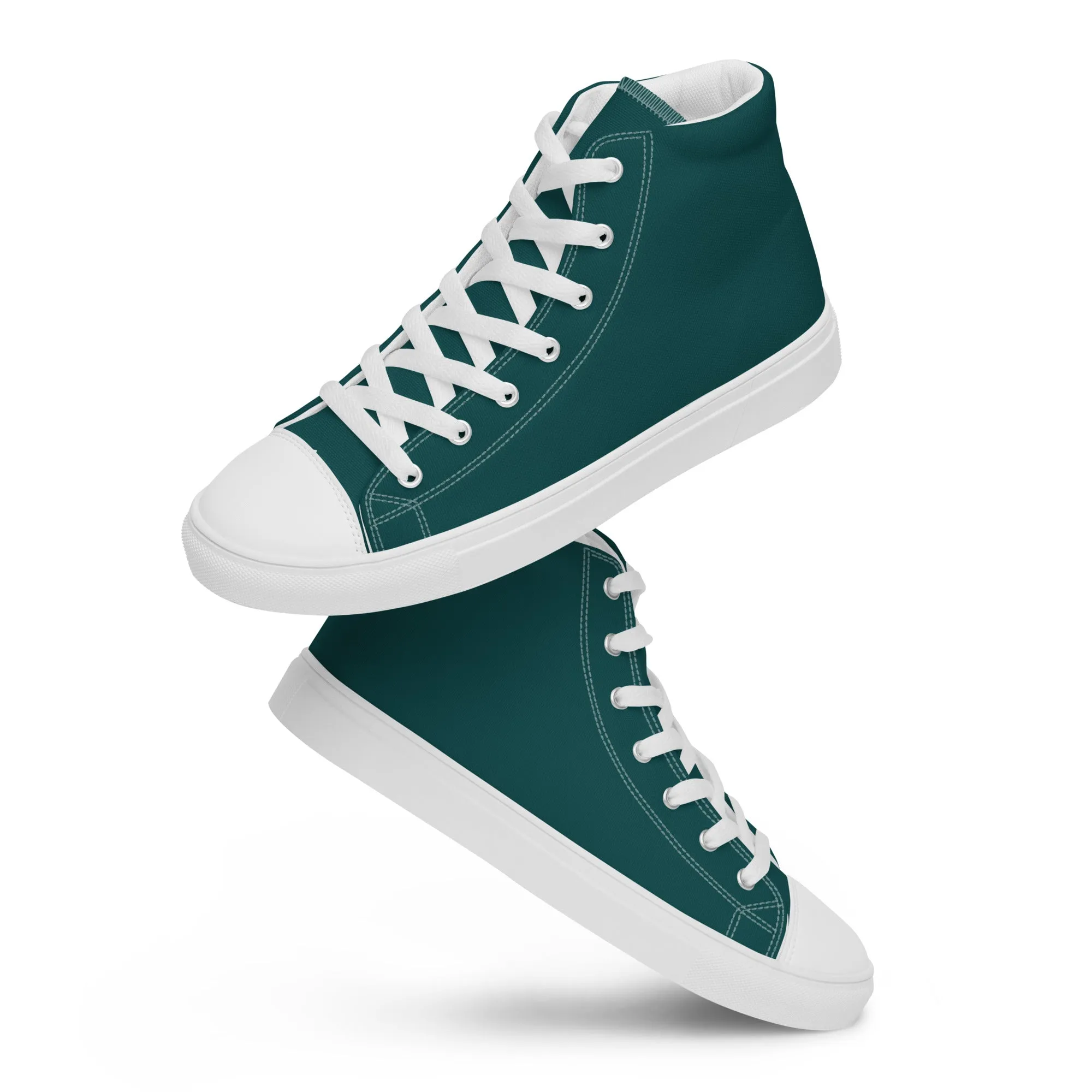 Men’s Smoke Green high top canvas shoes, Men's Dark Green High Top Sneakers