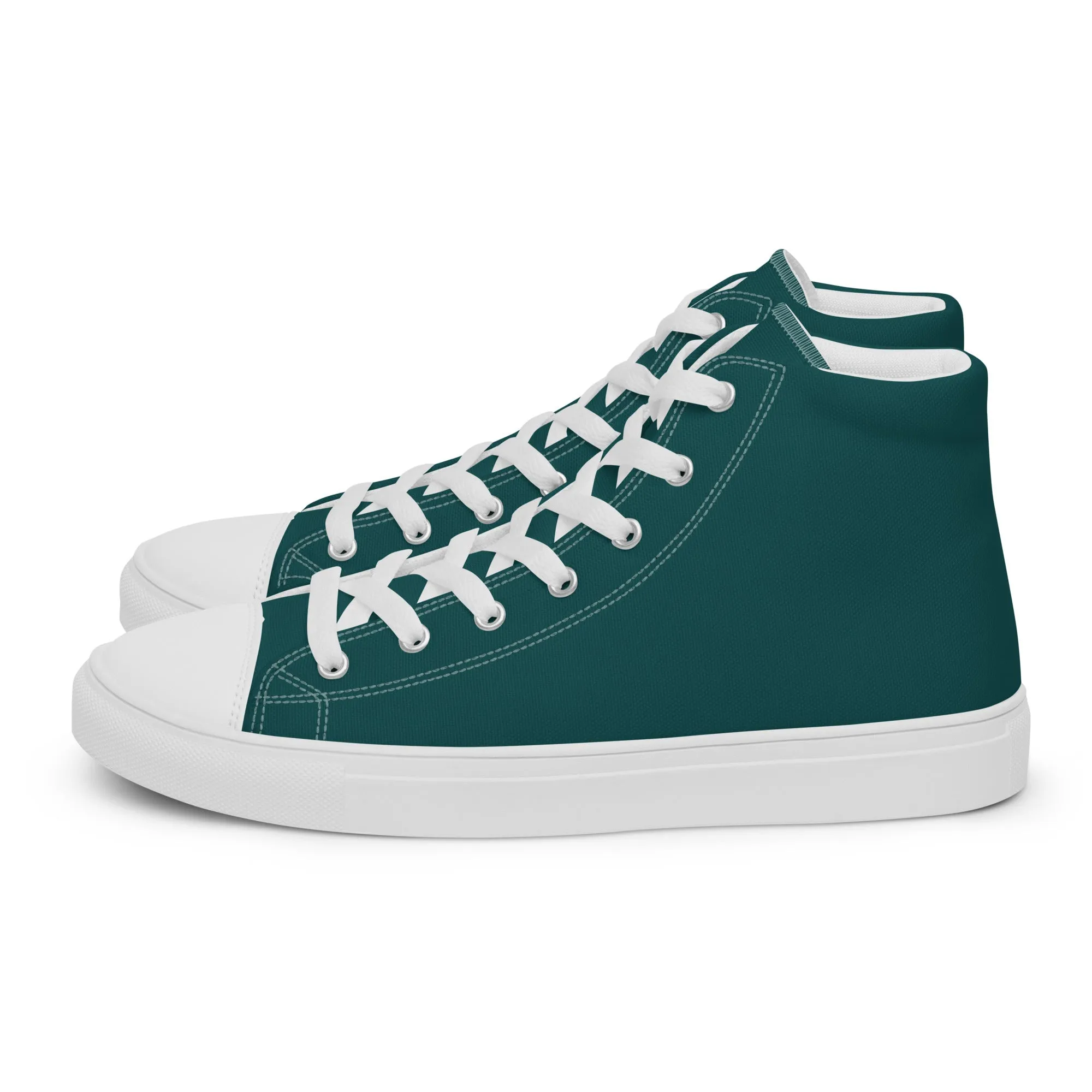 Men’s Smoke Green high top canvas shoes, Men's Dark Green High Top Sneakers