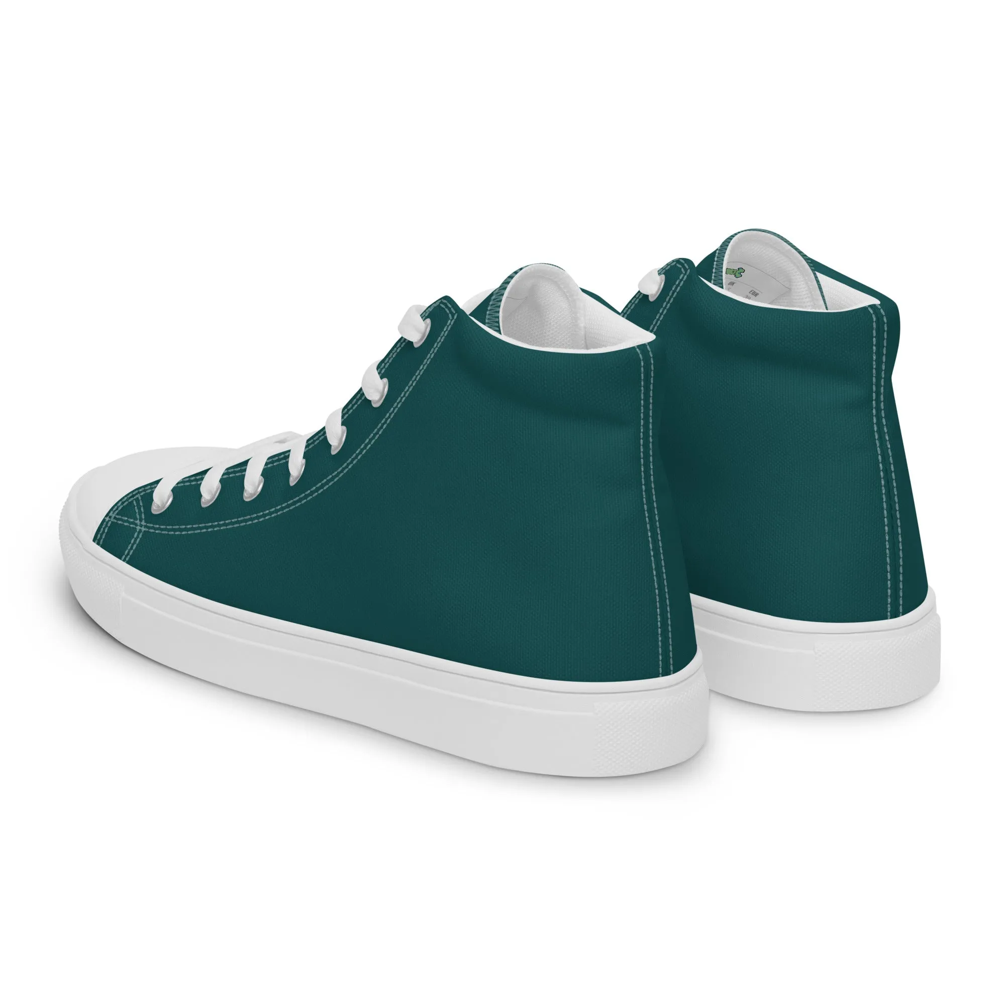 Men’s Smoke Green high top canvas shoes, Men's Dark Green High Top Sneakers