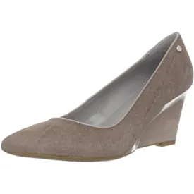 Nadia Light Taupe Pony Two Tone Patent Calvin Klein Wedge Pumps
