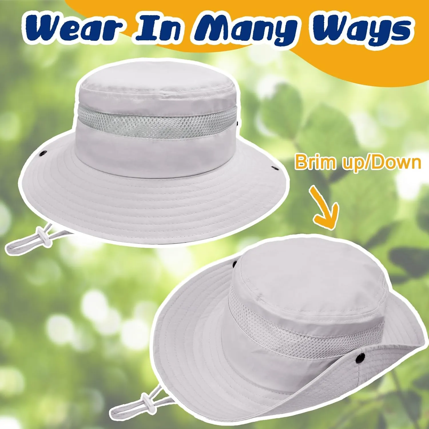 Outdoor Kids Sun Hat for Boys Girls Wide Brim Mesh Bucket Hat UPF 50  Sun Protection Breathable Summer Fishing Safari Hat