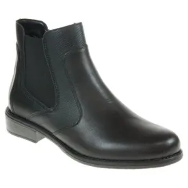 Remonte Black Leather Ankle Boots with Zip