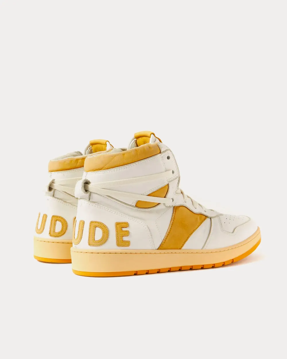 Rhecess Distressed Leather Yellow High Top Sneakers