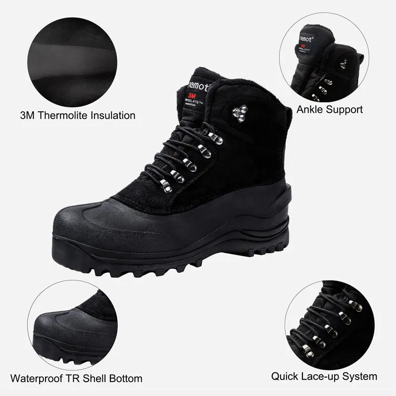 riemot Women's Winter Boots Waterproof Sole Black Snow Boots(Upgraded Version)