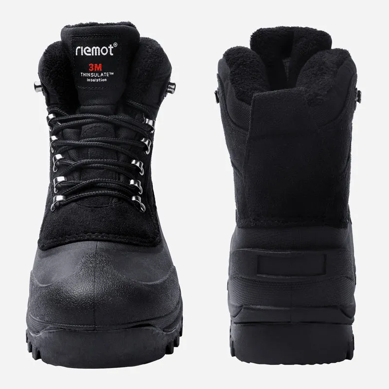 riemot Women's Winter Boots Waterproof Sole Black Snow Boots(Upgraded Version)