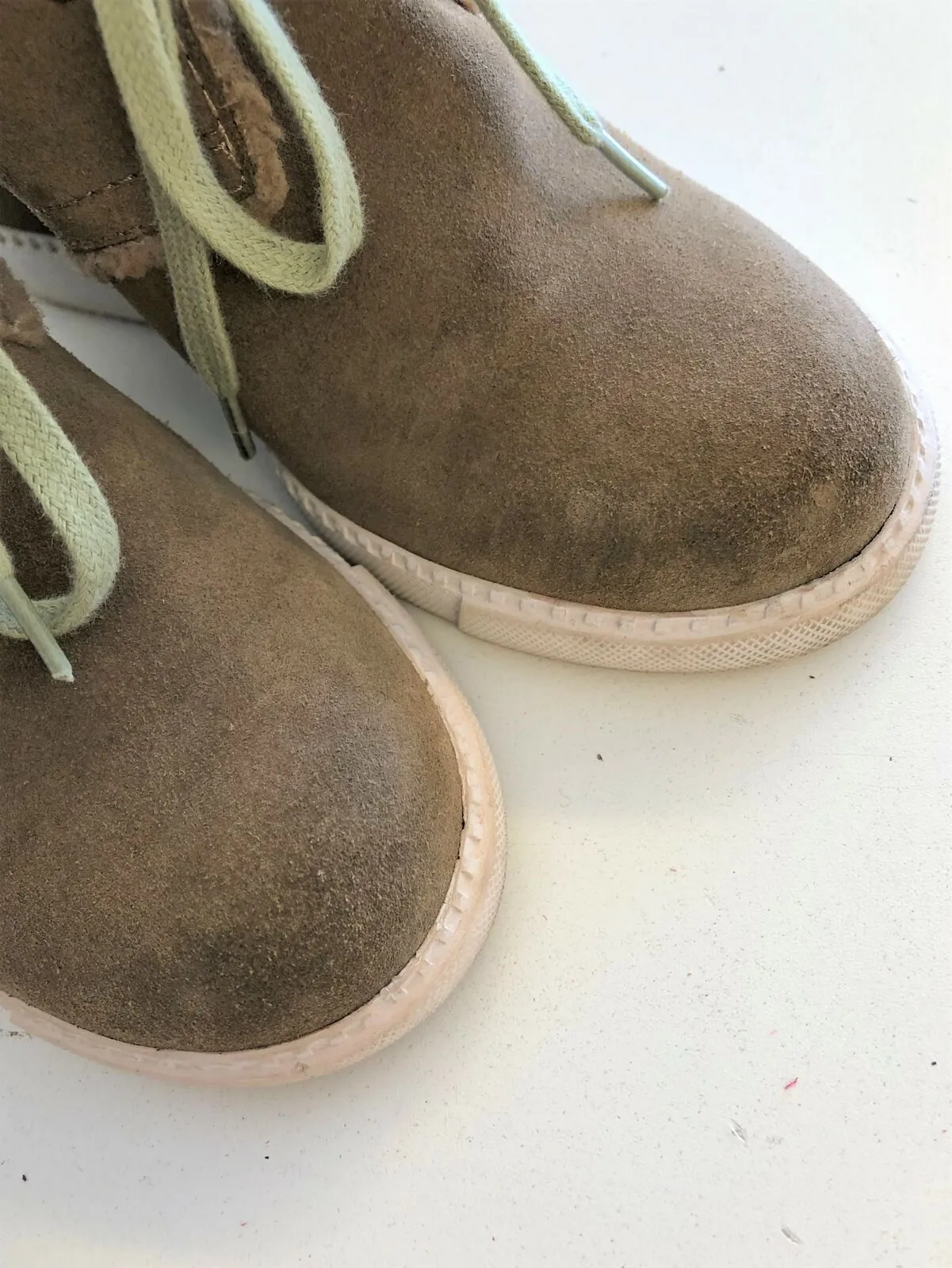 See by Chloe Wedge Booties Lea Brown Sherpa-Lined Suede Size 38 Desert Boots