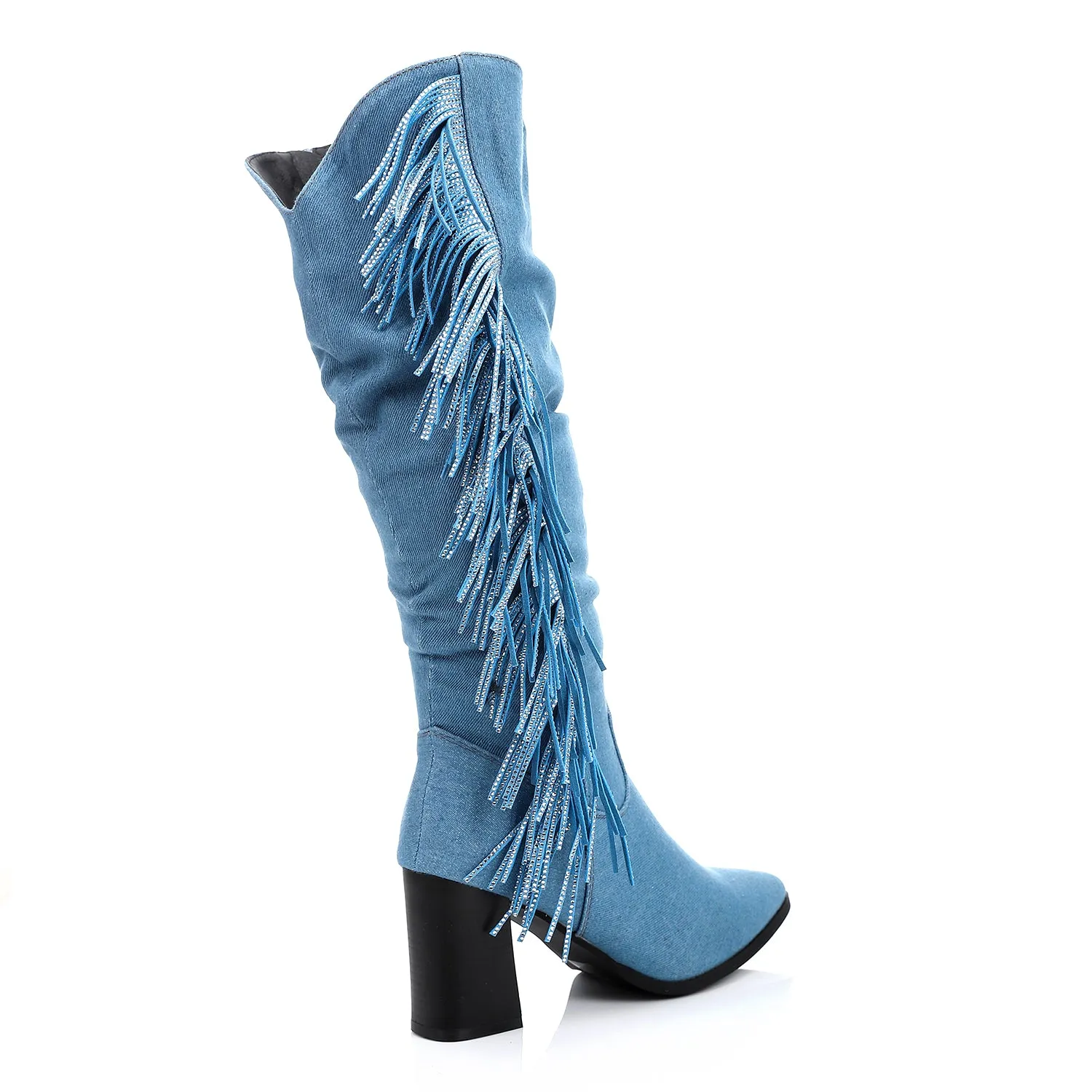 SUN-DVTF-007 Side Fringes Zipper high boot