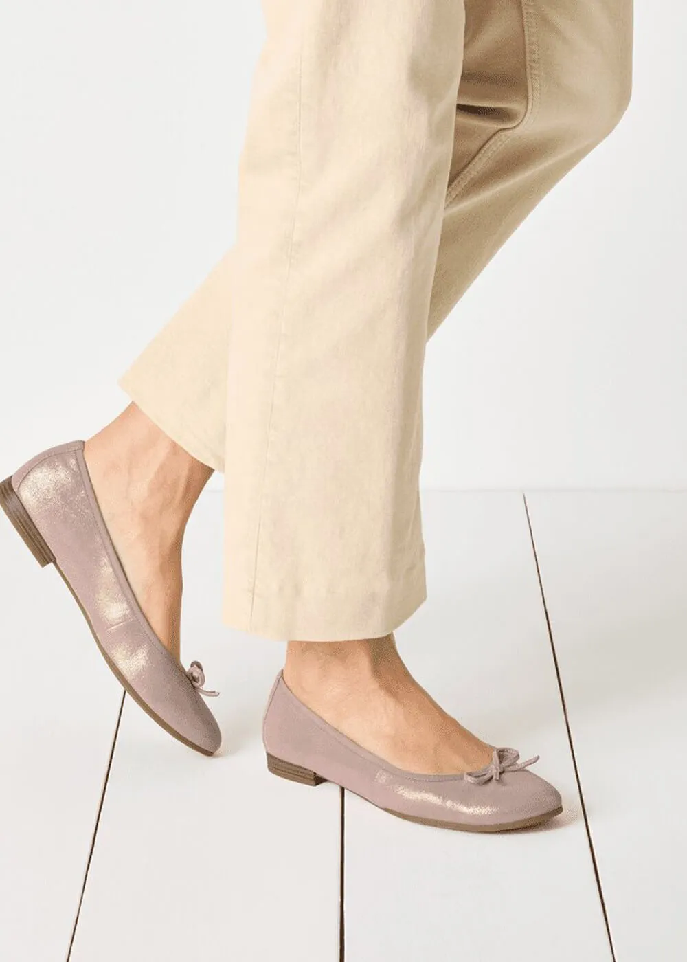Tamaris Audrey Pearl Leather Ballerinas Pink
