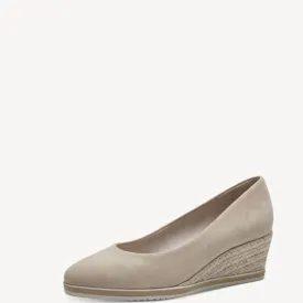 Tamaris Nude Suede Leather Wedge Shoe