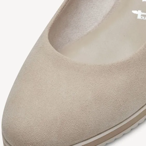 Tamaris Nude Suede Leather Wedge Shoe
