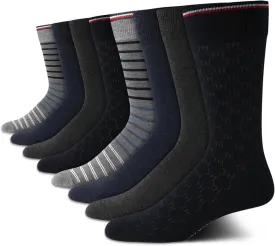 Tommy Hilfiger Mens Dress Socks - 8 Pack Stylish Crew Socks for Men, Breathable, Moisture-Wicking & Stretchable, Size 7-12