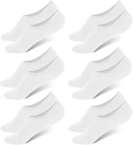 WHISPER DEER No Show Low Cut Socks Men - Invisible Casual Cotton Loafer Socks With Non-Slip Grip (3/6/12 Packs)