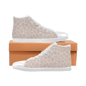 Women's Pink Giraffe Print High Top Canvas Shoes