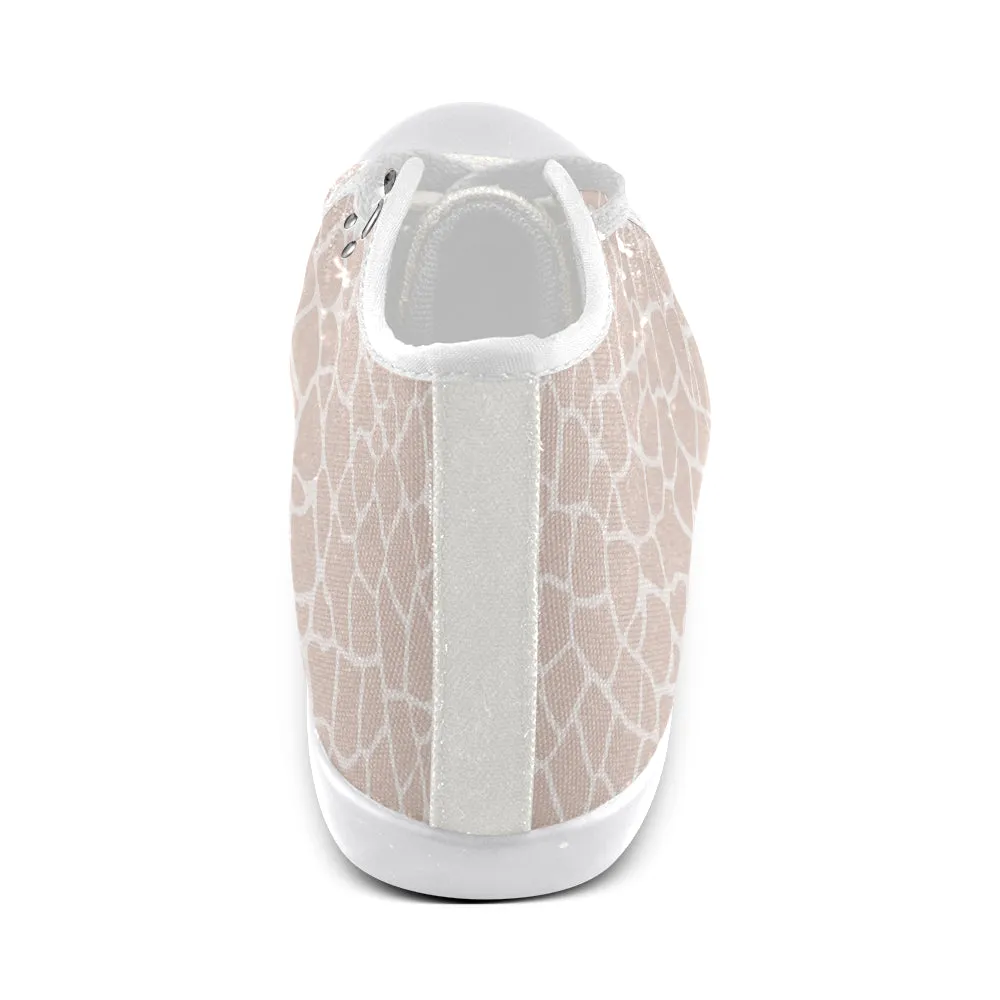Women's Pink Giraffe Print High Top Canvas Shoes